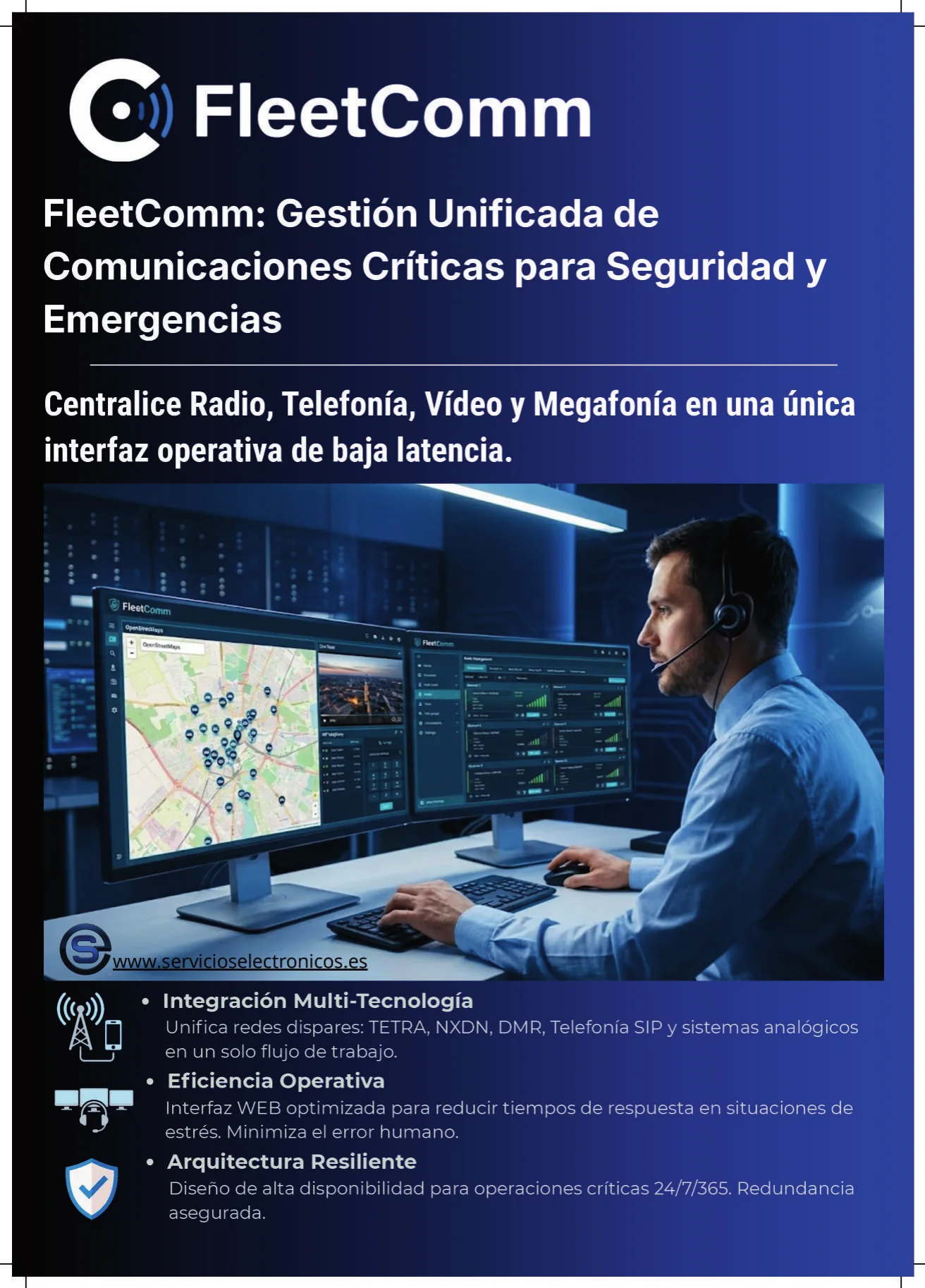 Ficha FleetComm: gestión unificada de comunicaciones críticas