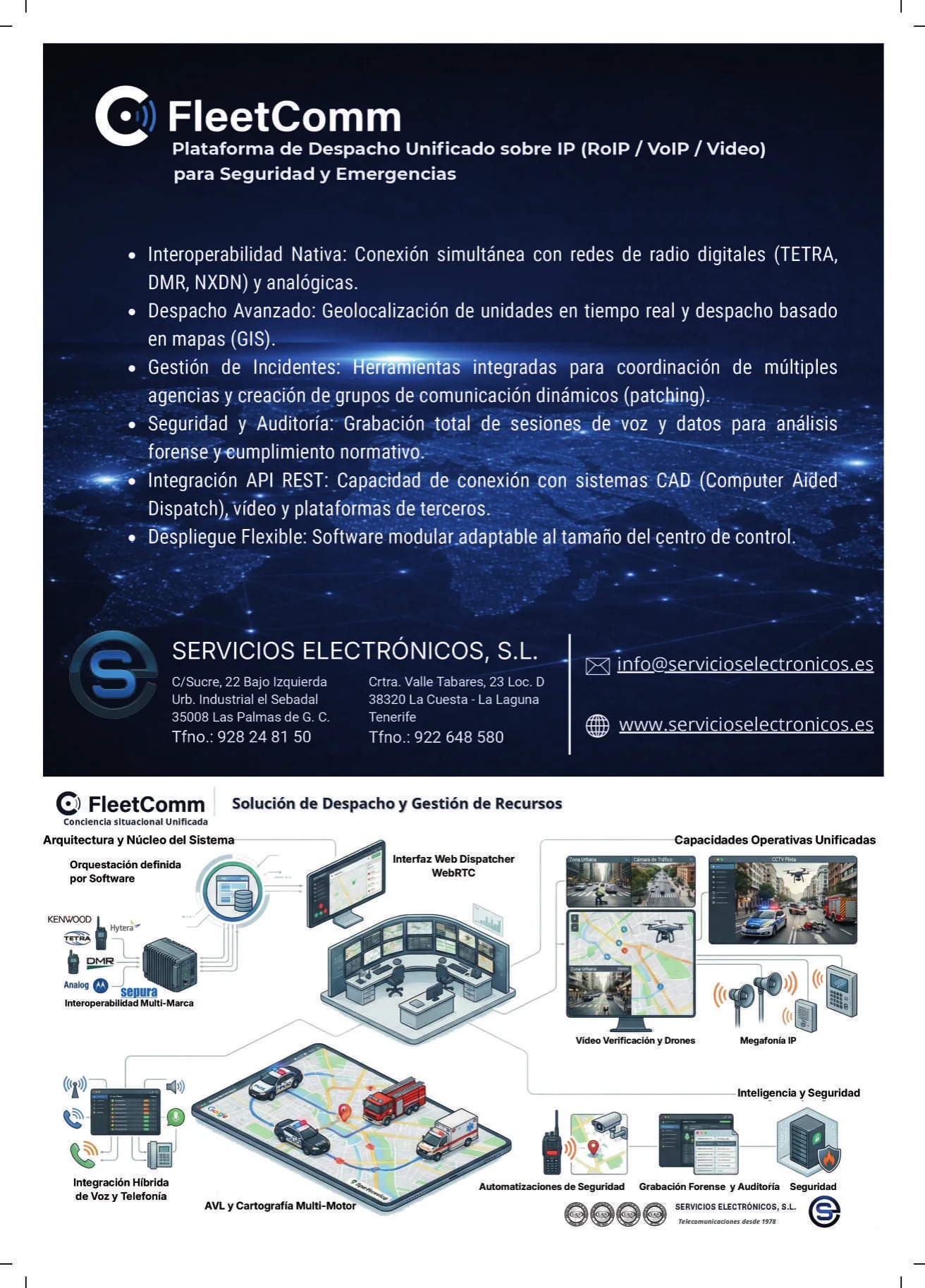 Arquitectura FleetComm y capacidades operativas